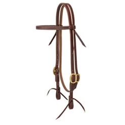 Weaver Leather Weaver Working Cowboy Economy Browband Headstall, 5/8", Solid Brass