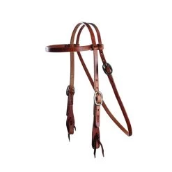 Schutz Brothers Cowboy Laced Browband Headstall - Stainless Steel Double Buckles