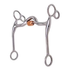 Toklat Stainless Steel Solid Shank Medium Port Bit With Curb Ring And Copper Roller