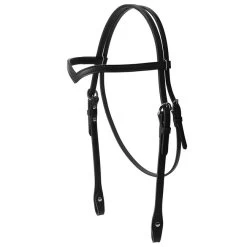 Tory Leather 5/8" Double & Stitched V-Brow Headstall With Chicago Screw Bit Ends And Buckles