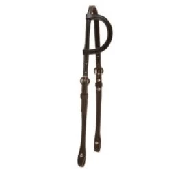 Tory Leather 5/8” Double & Stitched Sliding Ear Headstall With Chicago Screw Bit Ends And Buckles - Black